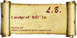 Landgraf Béla névjegykártya